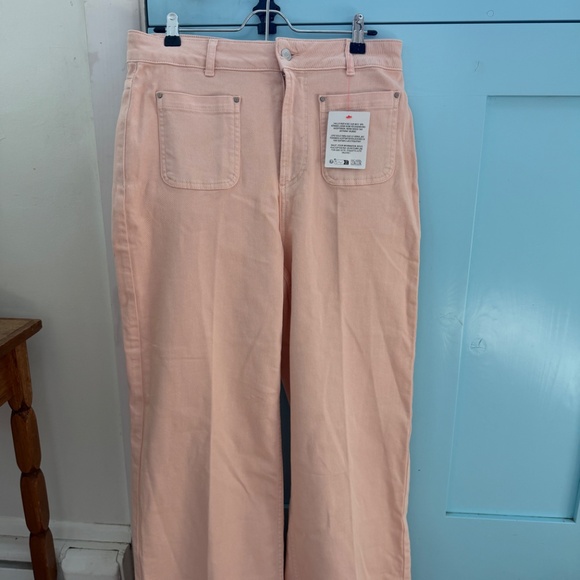 NWT- ASOS DESIGN Crop Wide Leg Jeans with Front Pockets in Apricot Women's Size - Picture 9 of 9